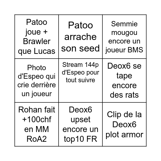 UFA eLS Bingo Card