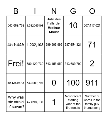 Bingo-karte Bingo Card