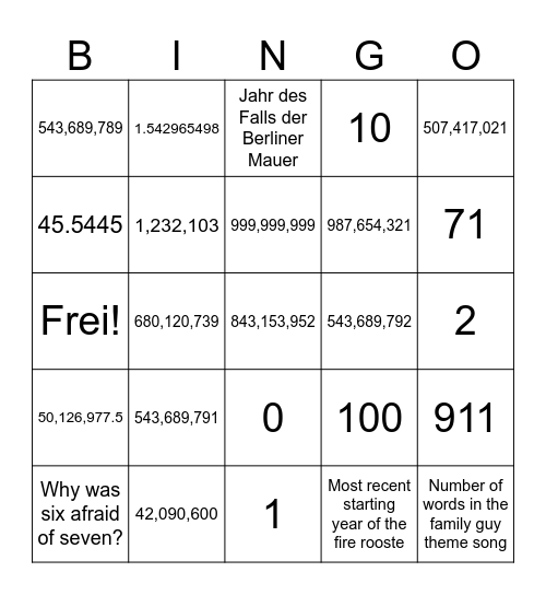 Bingo-karte Bingo Card