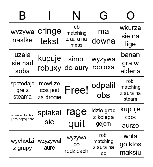 Banan classic Bingo Card