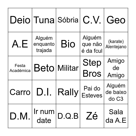 Bingo da Mi Bingo Card