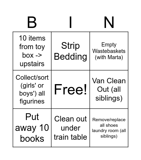 Adam Bingo Card