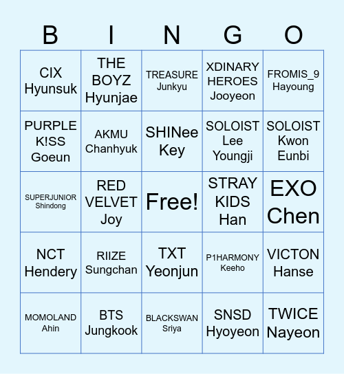 K-pop Idol Bingo! : SEPT. EDITION Bingo Card