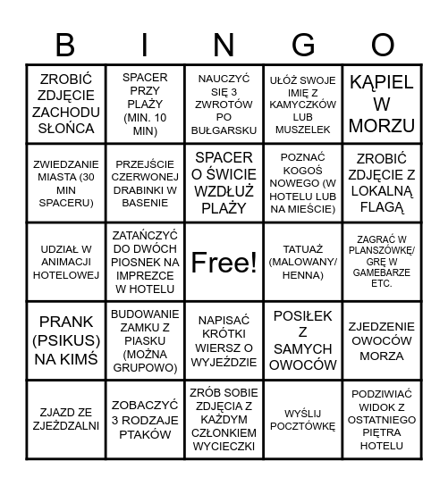 BUŁGARIA 2024 Bingo Card