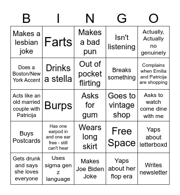 Girls Trip Bingo Card