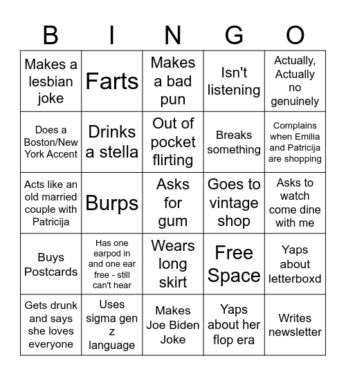 Girls Trip Bingo Card