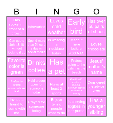 Girl, Be For R.E.A.L Bingo Card