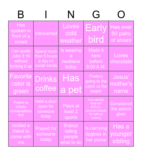 Girl, Be For R.E.A.L Bingo Card