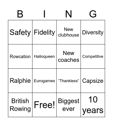 Otters AGM Bingo Card