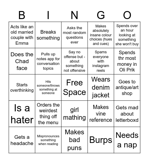 Girls Trip Bingo Card