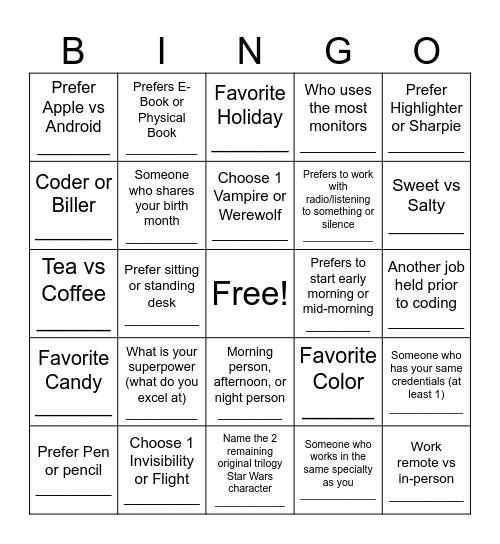 Fall 2024 Seminar Bingo Card