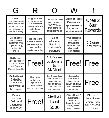 GROW TO WIN! Bingo Card