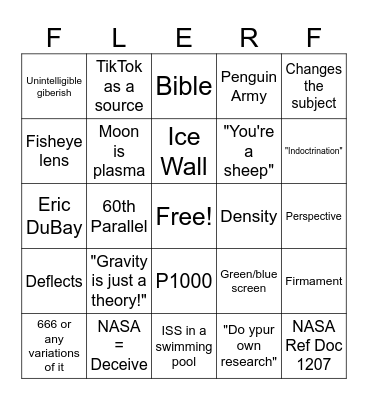 FLAT EARTH BINGO Card