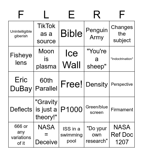 FLAT EARTH BINGO Card