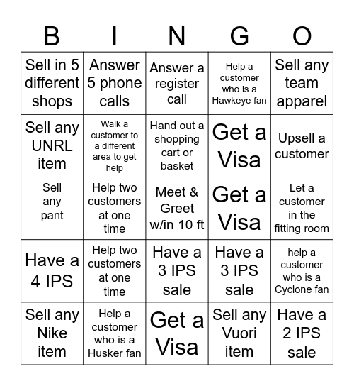 Softlines Bingo Card