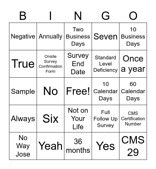 TCT BINGO Card