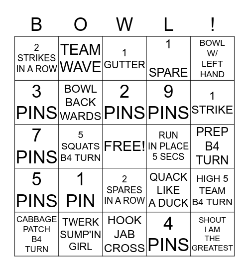 FABFIT BOWLING BINGO Card