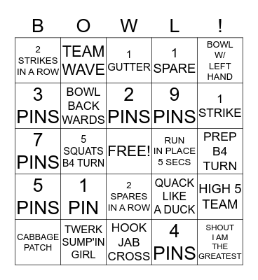 FABFIT BOWLING BINGO Card