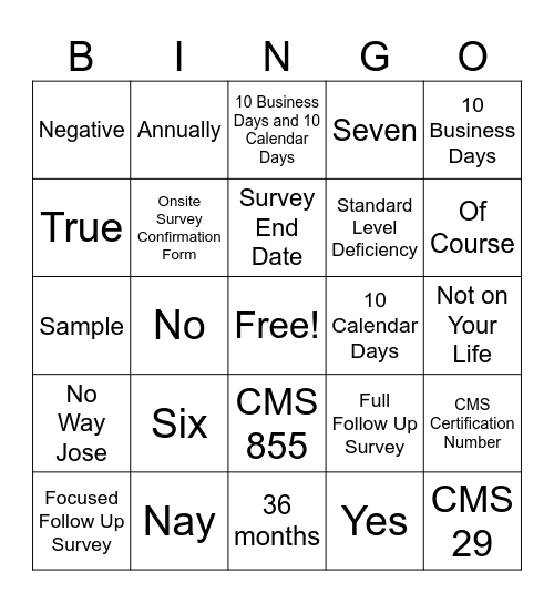 TCT RHC BINGO Card