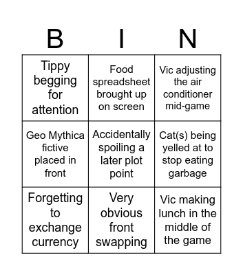Geo Mythica Gamer Saturdays Bingo Card Bingo Card