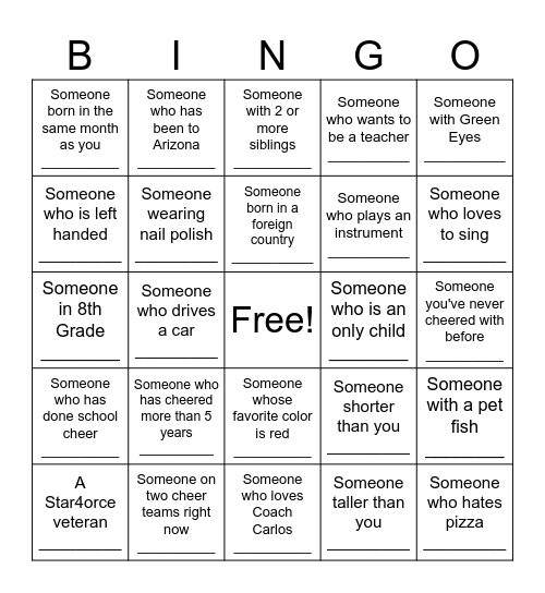 Star4orce Bingo Card