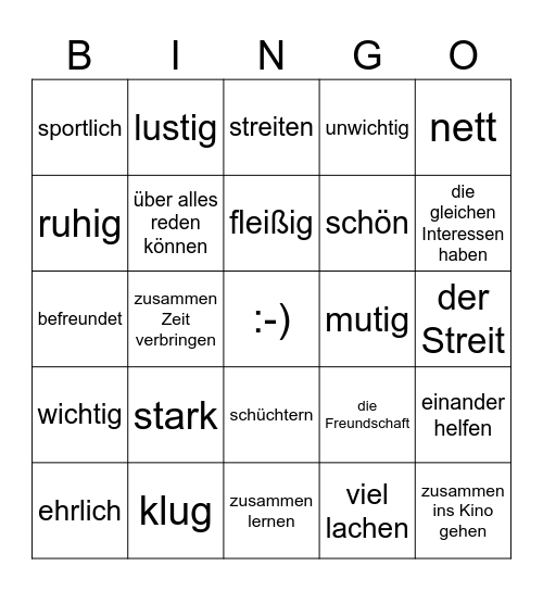 Freundschaft Bingo Card