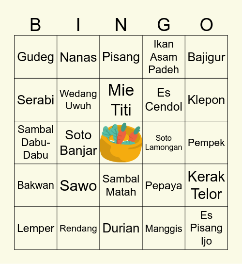 HIDANGAN FAVORIT Bingo Card