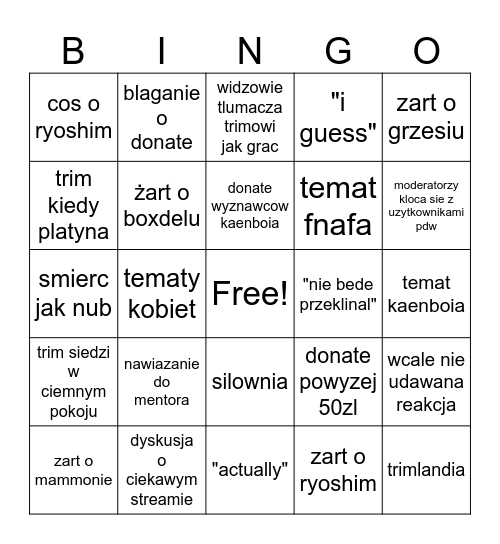 bingo trima Bingo Card