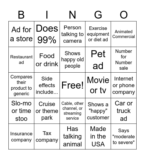 Commercial Bingo Card