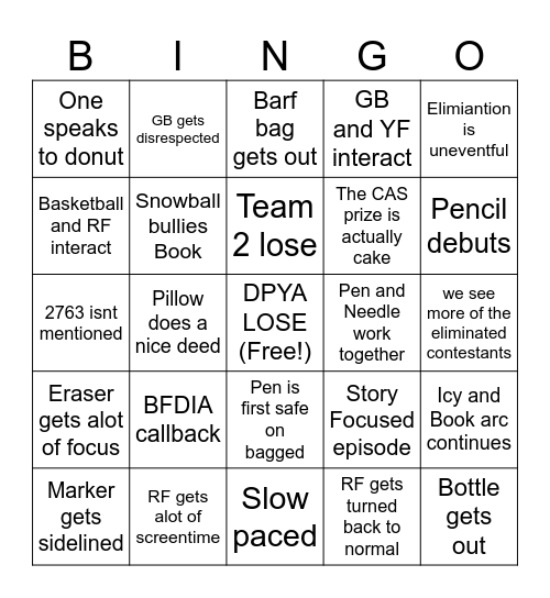 TPOT 13 PREDICTIONS Bingo Card