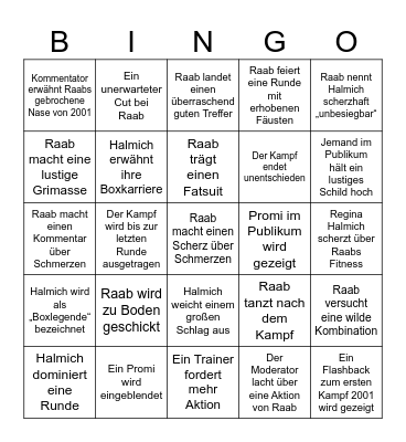 Raab Boxkampf Bingo Card