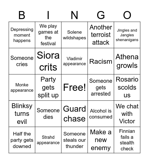 DnD Bingo Card