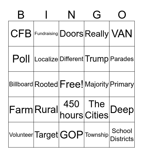 House Caucus Bingo Card