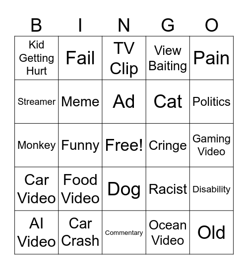 Instagram Reel Bingo Card