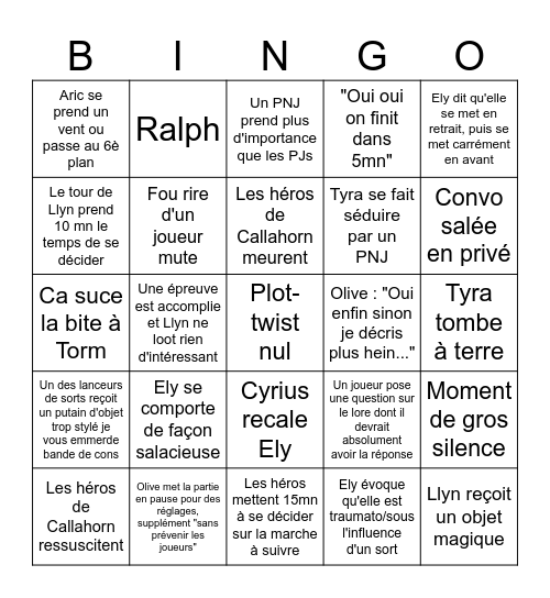 Partie Callahorn Bingo Card