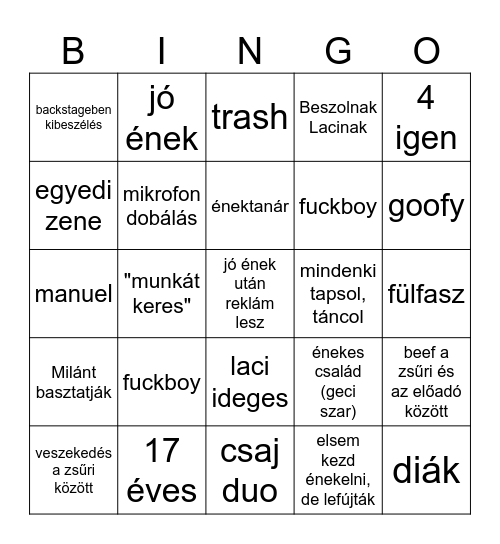 X Faktó' Hungeráj Bingo Card