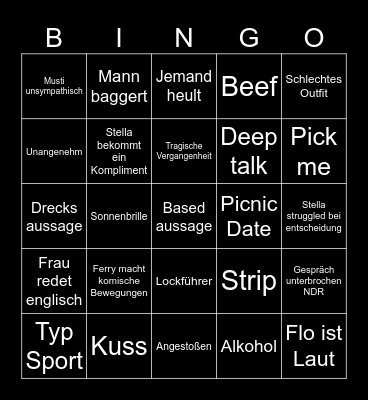 Bachelorette Bingo Card