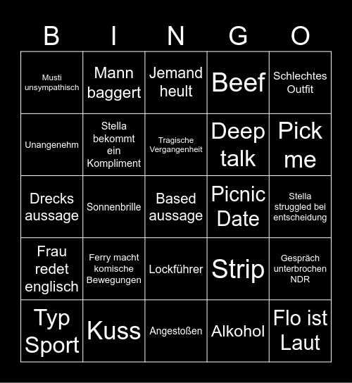 Bachelorette Bingo Card