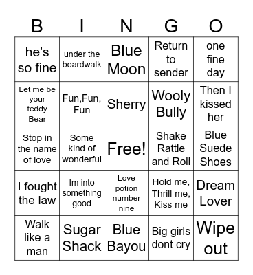 50s and 60s Bingo 2 Bingo Card