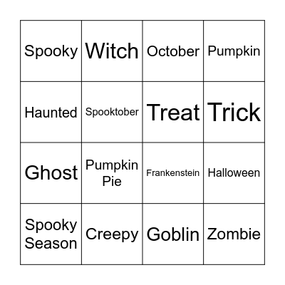 BINGO Halloween Edition Bingo Card