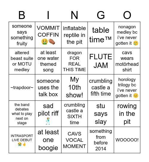 king glizzy and the glizzy glizzy Bingo Card