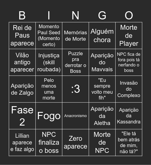 Sessão 23 bingo Card