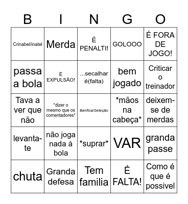 FOOTBALL PAI Bingo Card
