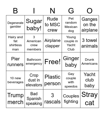 Yacht Club Bingo Card