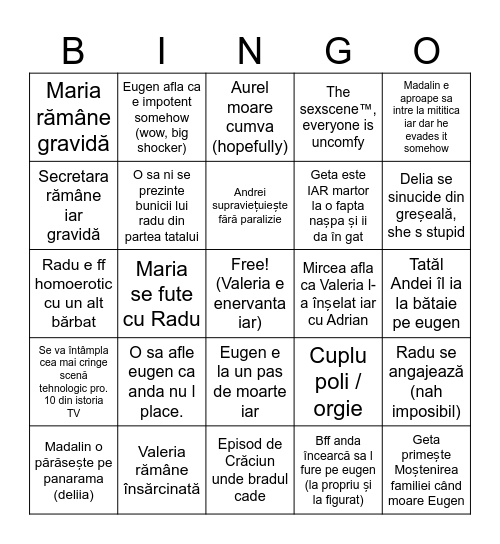 IUBIRI SECRETE BINGO Card