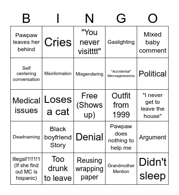 Mawmaw-isms Bingo Card