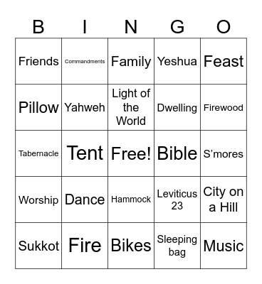 Sukkot Bingo Card