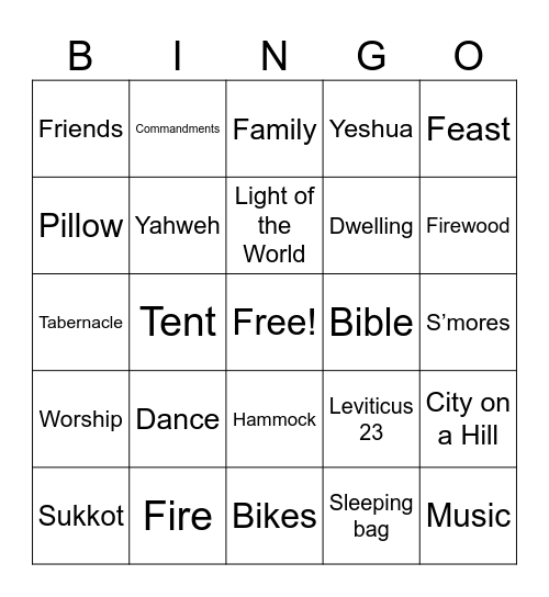 Sukkot Bingo Card