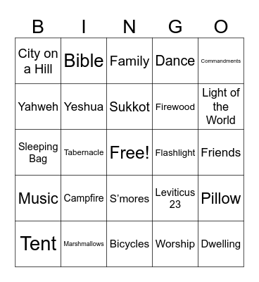 Sukkot Bingo Card