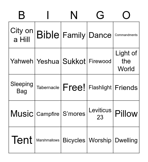 Sukkot Bingo Card